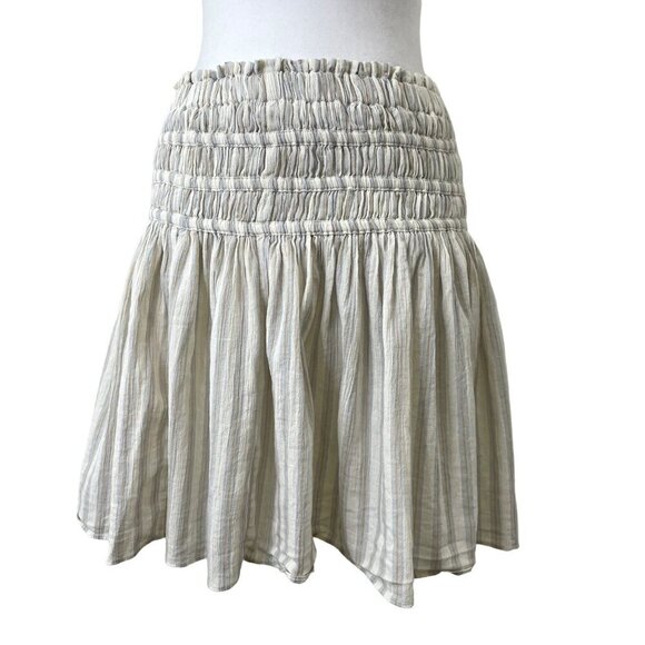 Madewell Pull-On High Smocked Waist Mini Skirt Preppy Stripe size Medium - Picture 1 of 6